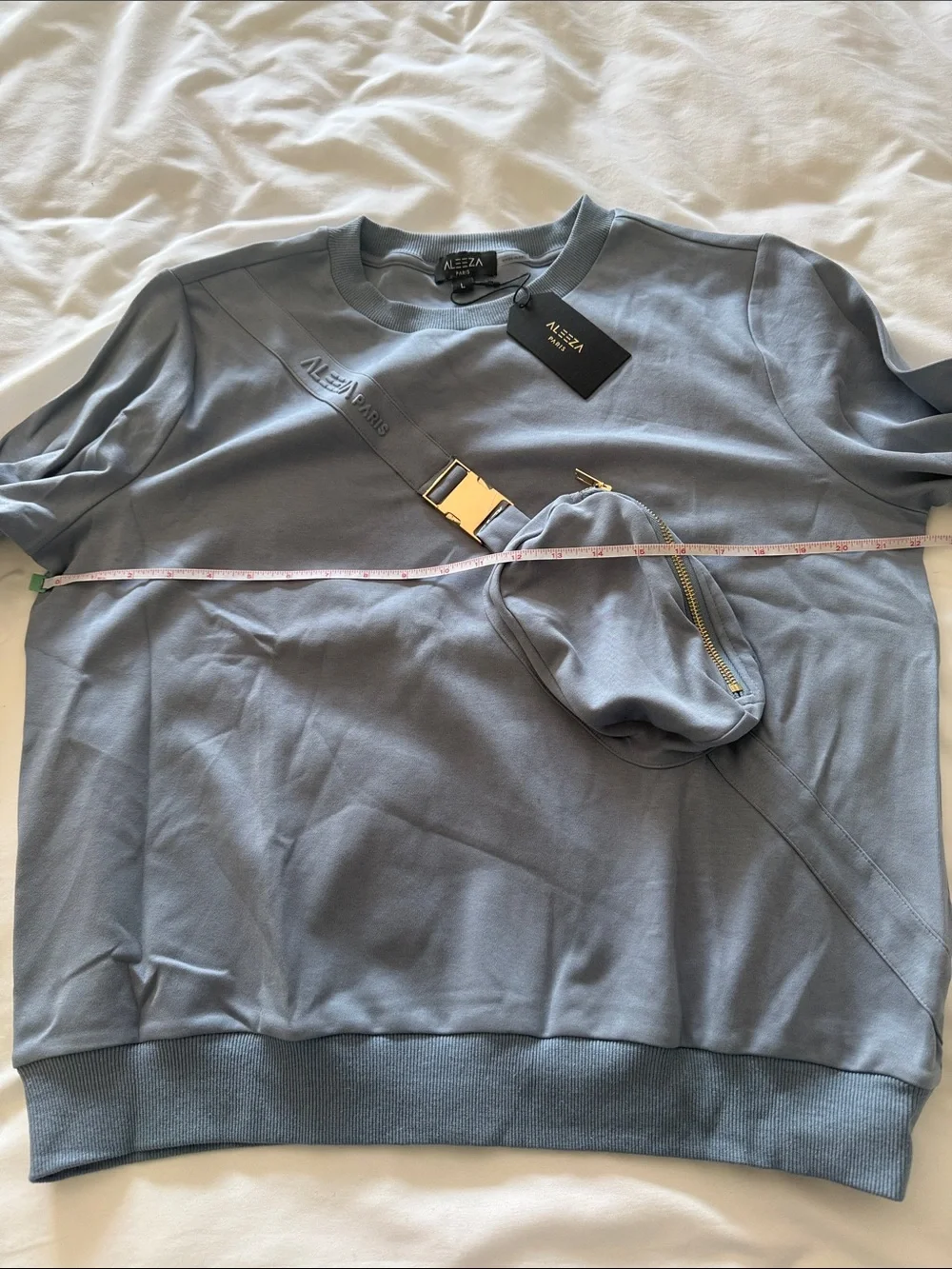 NWT Aleeza Paris L pocket shirt Awsome for moms or dog walkers  Powder Blue
